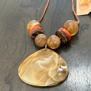 Brazilian Artisan Brown and Gold Pendant Necklace
